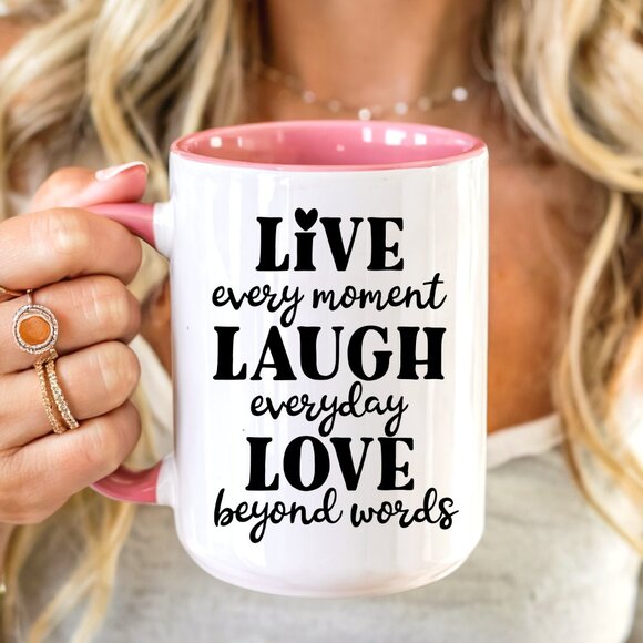 Pink Latte Mug, Motivational Quote, Affirmation Cup - Picture 1 of 1